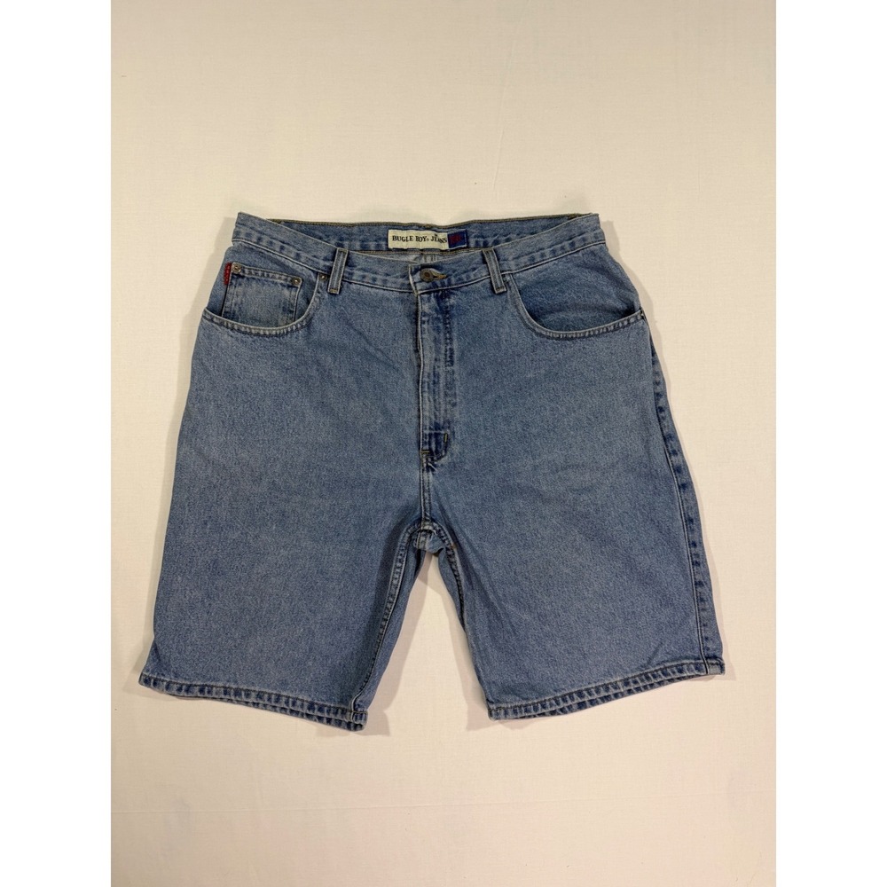 Vintage Bugle Boy Mens Denim Shorts Size 36 Blue 90s Relaxed Fit Jean Shorts